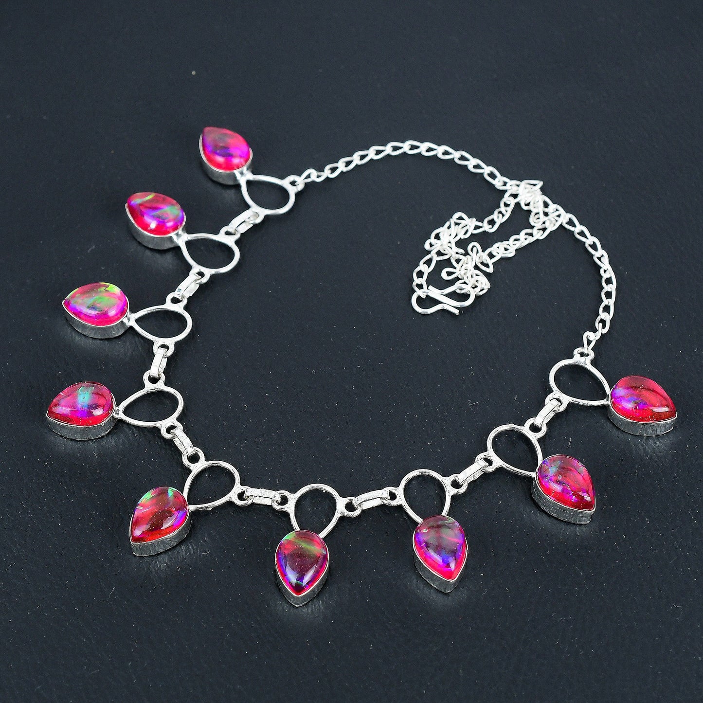 Pink Triplet Opal Necklace