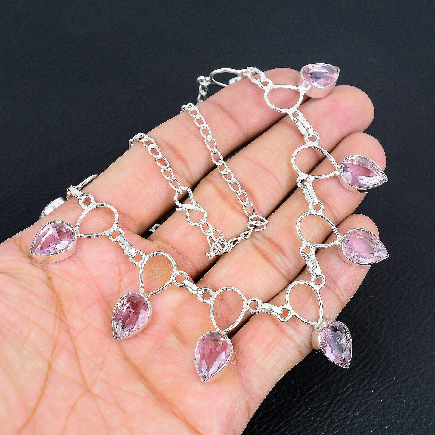 Pink Kunzite Sterling Silver Necklace