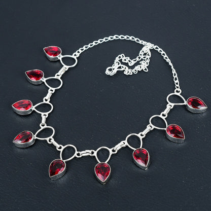 Red Garnet Sterling Silver Necklace