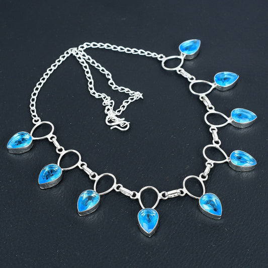 Dainty Swiss Blue Topaz Necklace