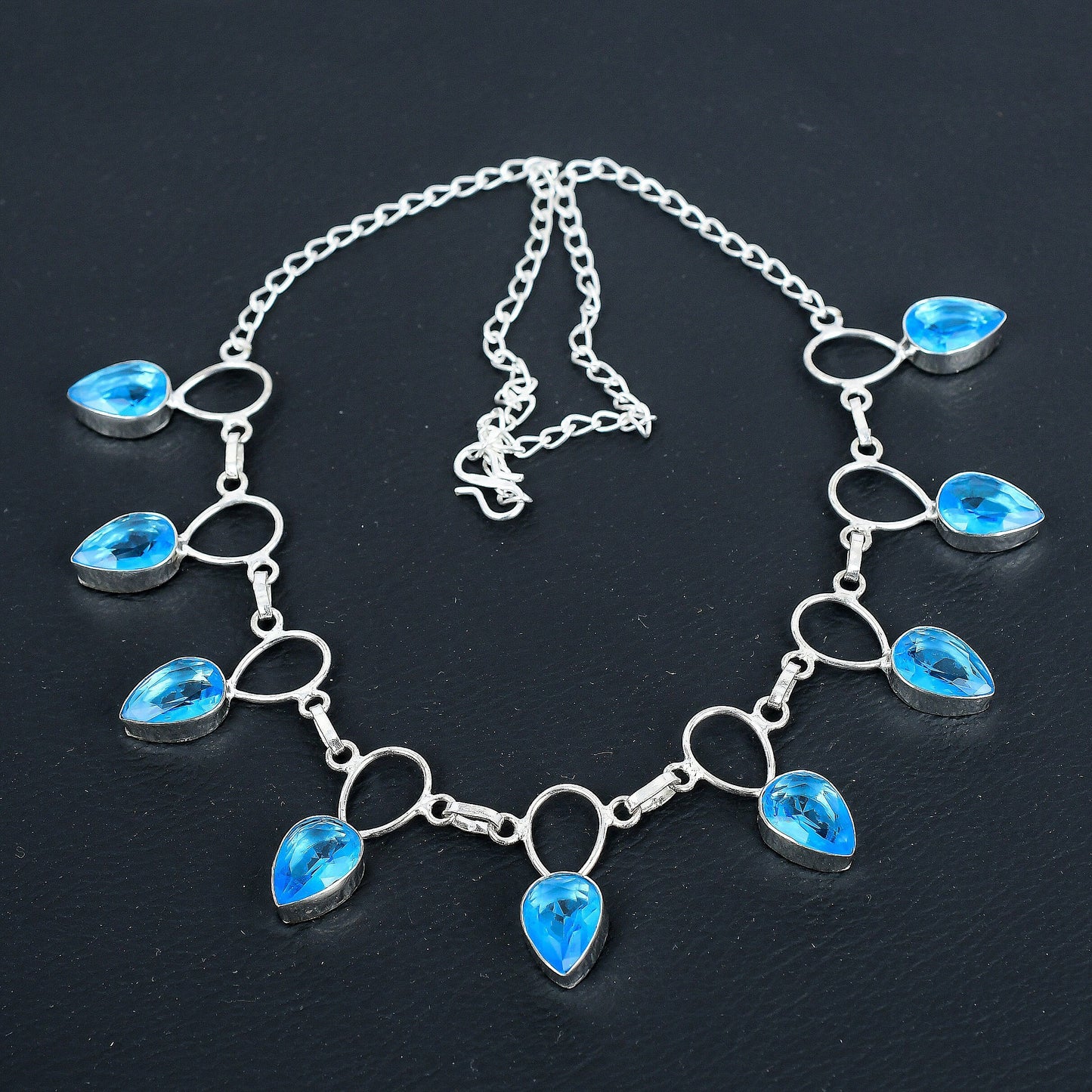 Dainty Swiss Blue Topaz Necklace