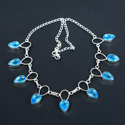 Dainty Swiss Blue Topaz Necklace