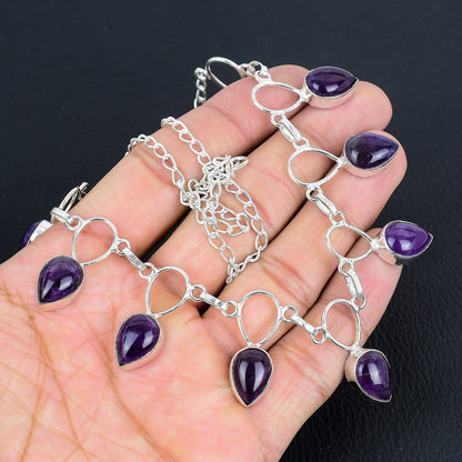 Purple Amethyst Silver Necklace