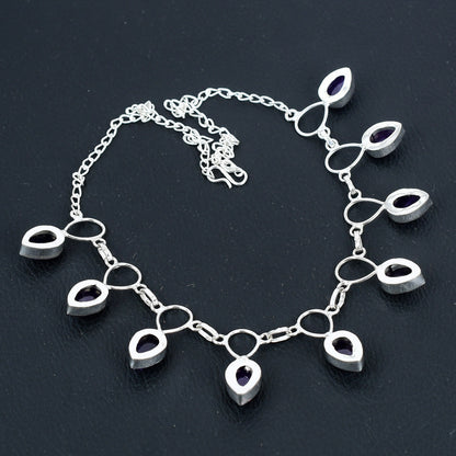 Purple Amethyst Silver Necklace