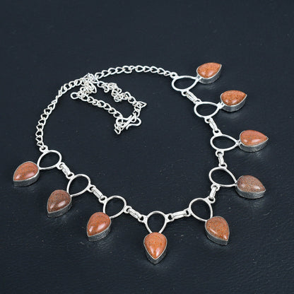 Red Sunstone Sterling Silver Necklace