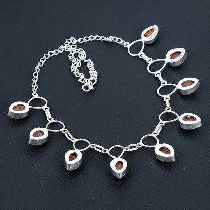 Red Sunstone Sterling Silver Necklace