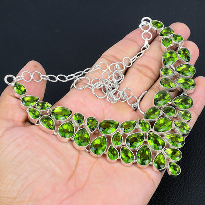 Green Peridot Sterling Silver Necklace
