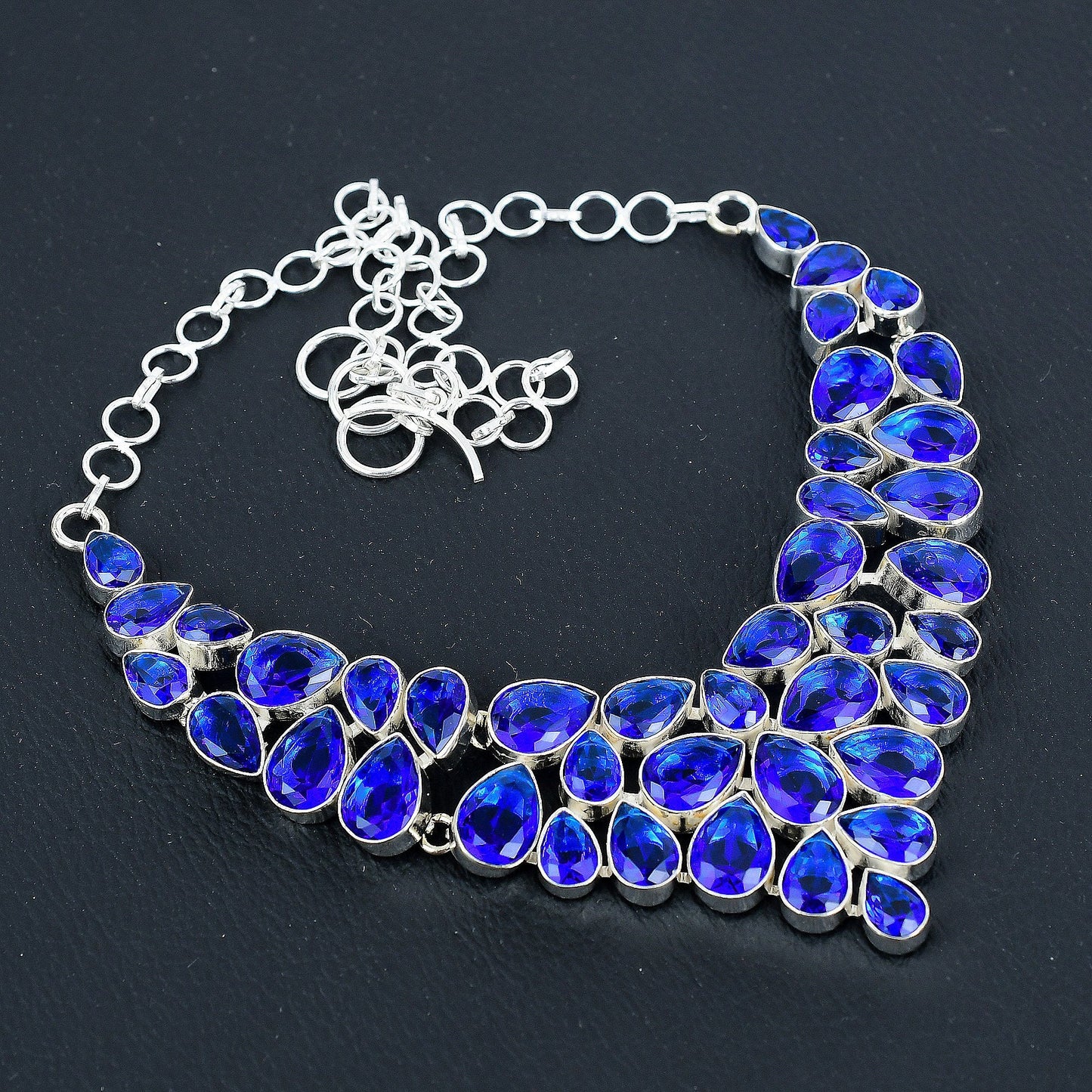 London Blue Topaz & Sapphire Silver Necklace