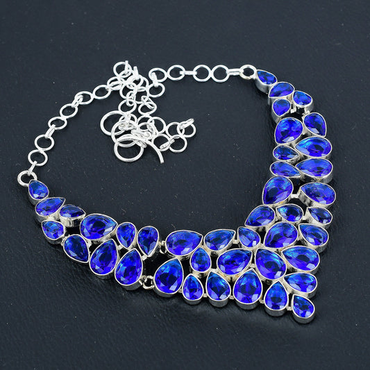London Blue Topaz & Sapphire Silver Necklace