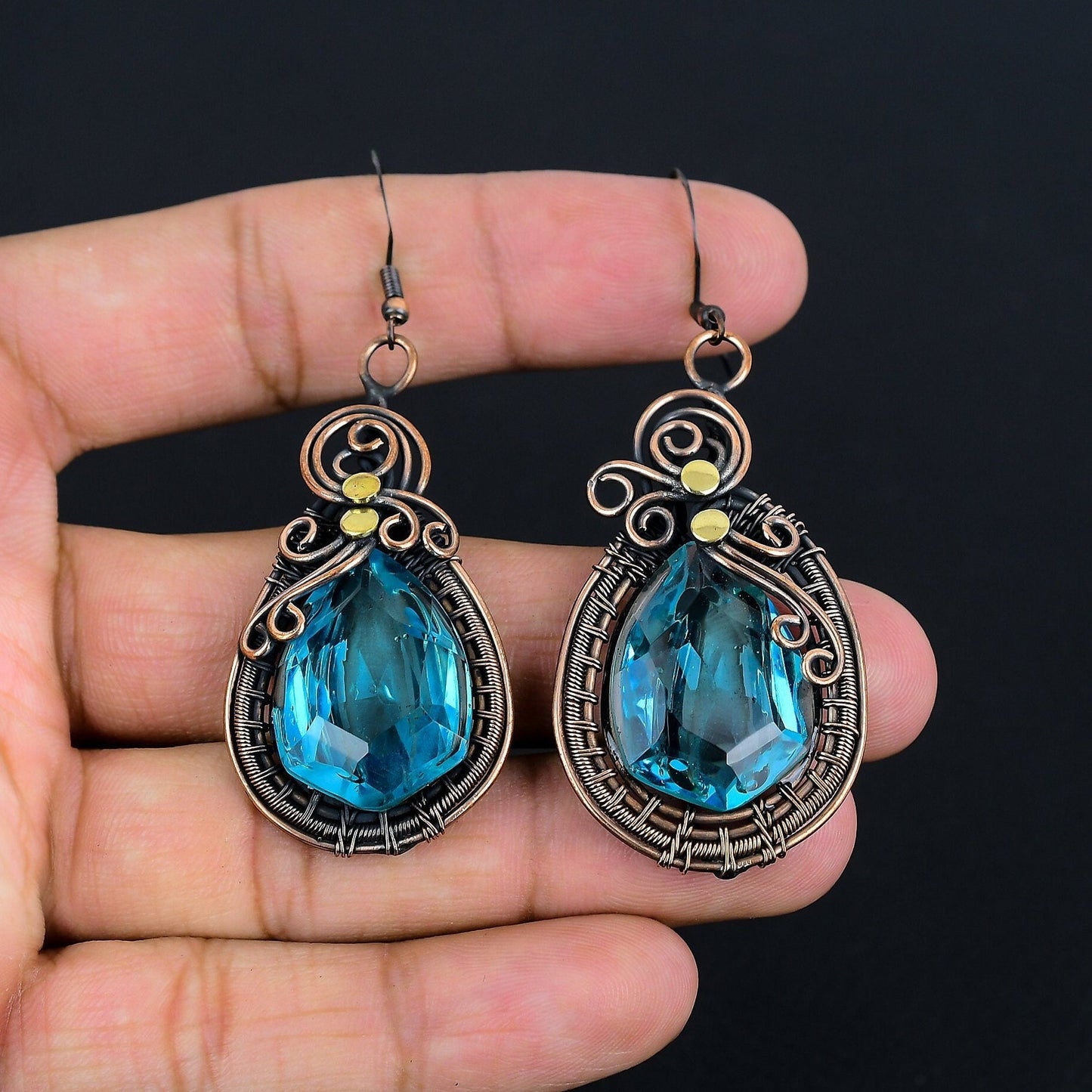 Blue Topaz Gemstone Earrings