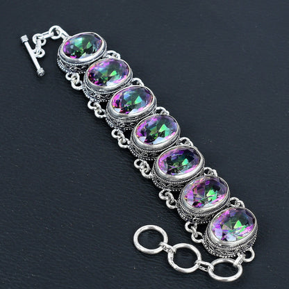 Mystic Rainbow Topaz Sterling Silver Necklace & Bracelet Set