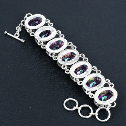 Mystic Rainbow Topaz Sterling Silver Necklace & Bracelet Set
