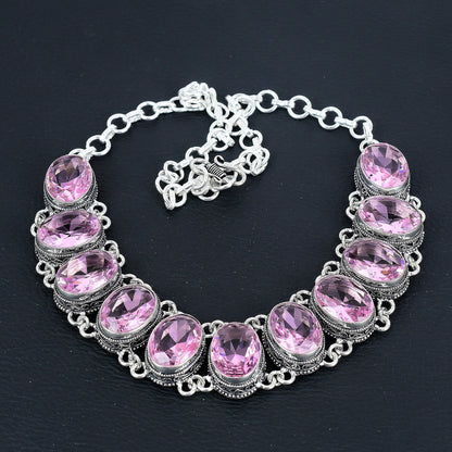 Pink Kunzite Sterling Silver Necklace & Bracelet Set