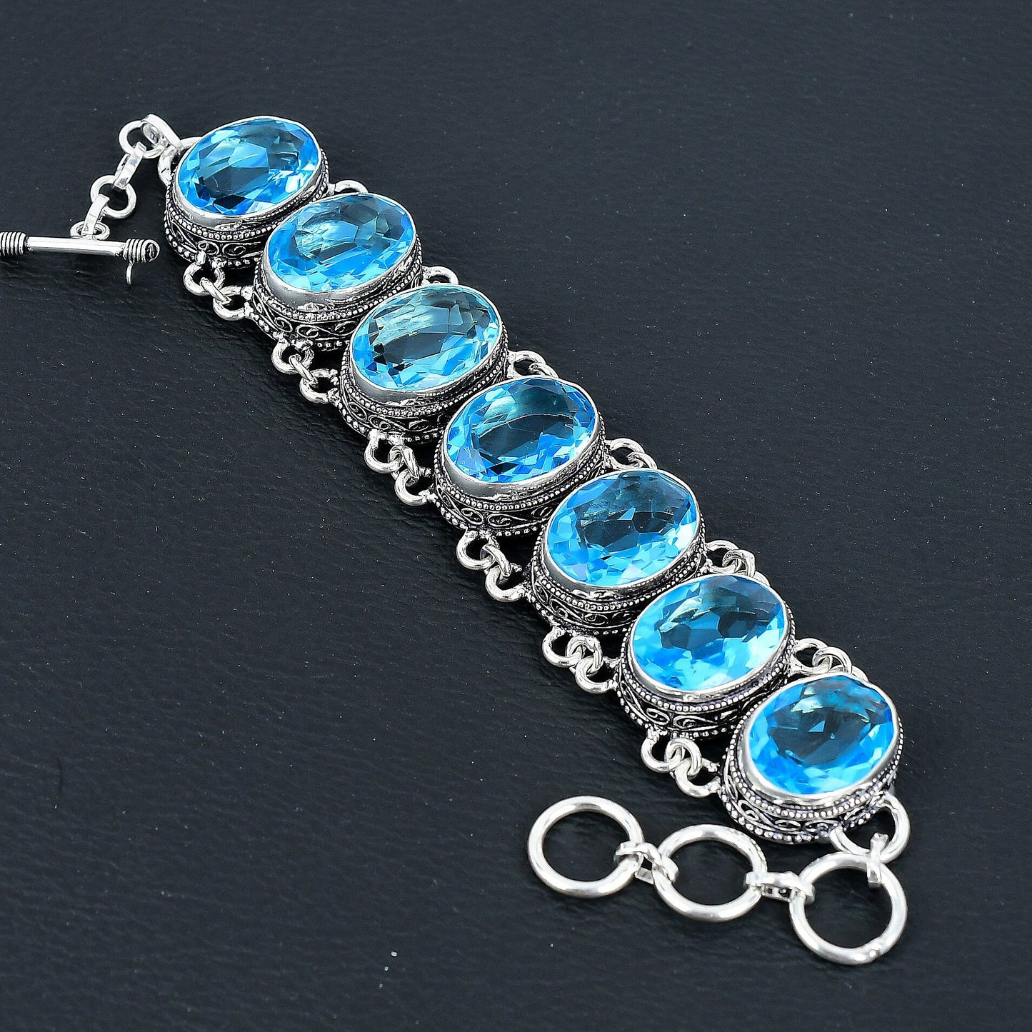 Swiss Blue Topaz Necklace & Bracelet Set