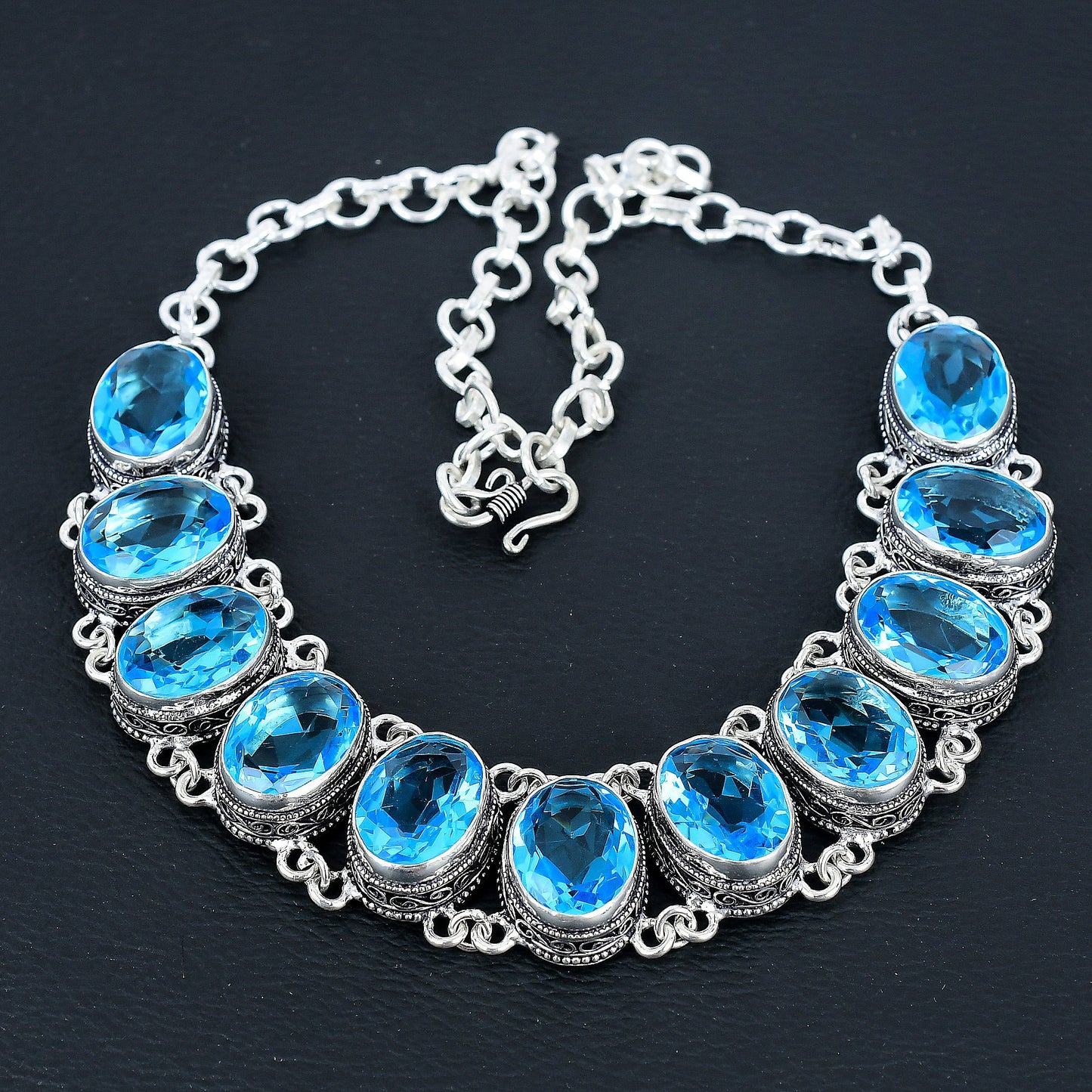 Swiss Blue Topaz Necklace & Bracelet Set