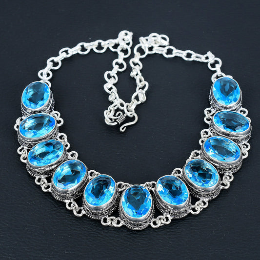 Swiss Blue Topaz Necklace & Bracelet Set