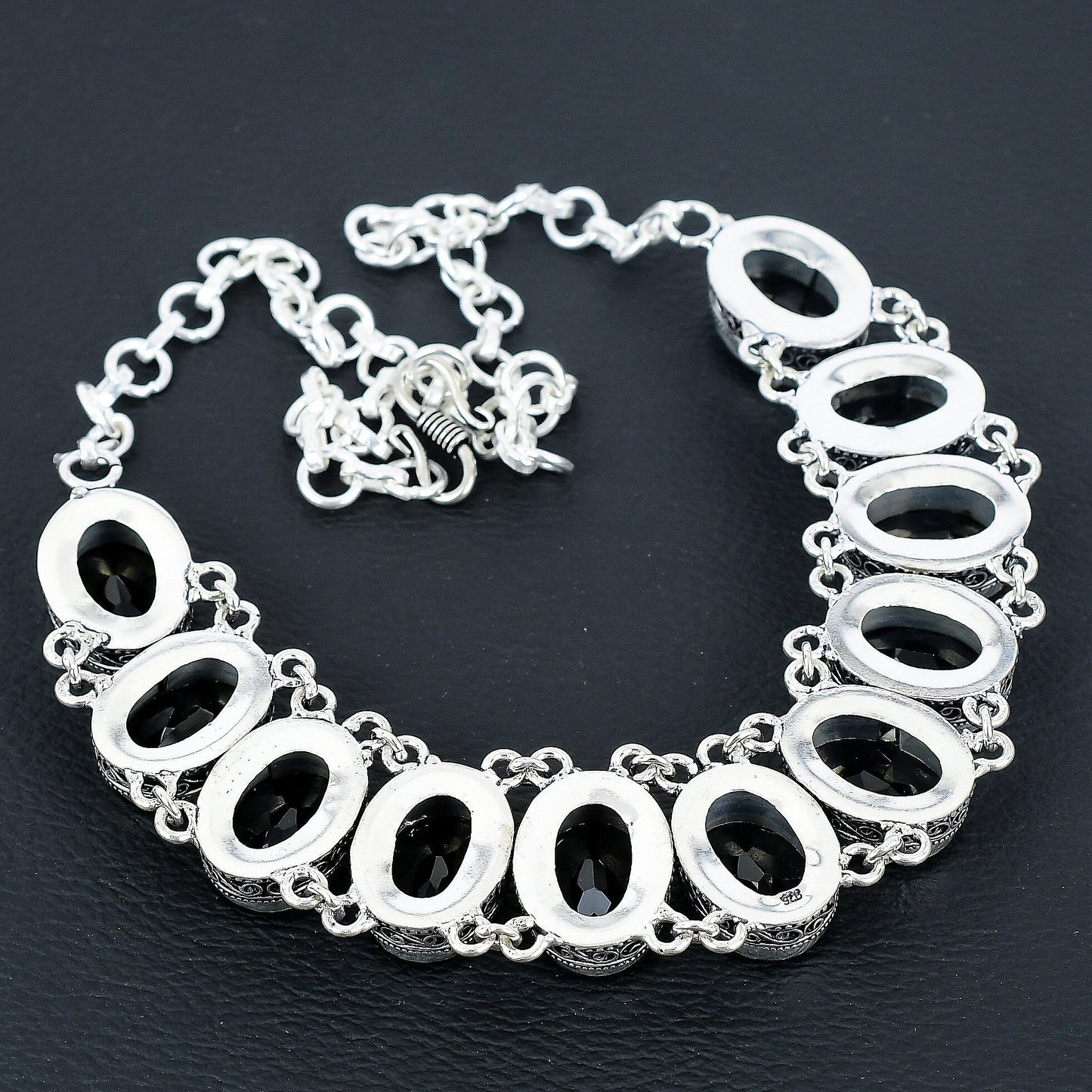 Black Spinel Sterling Silver Necklace & Bracelet Set