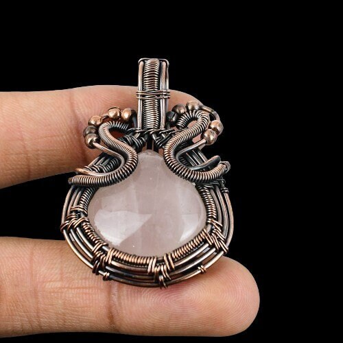 Pink Rose Quartz Gemstone Pendant