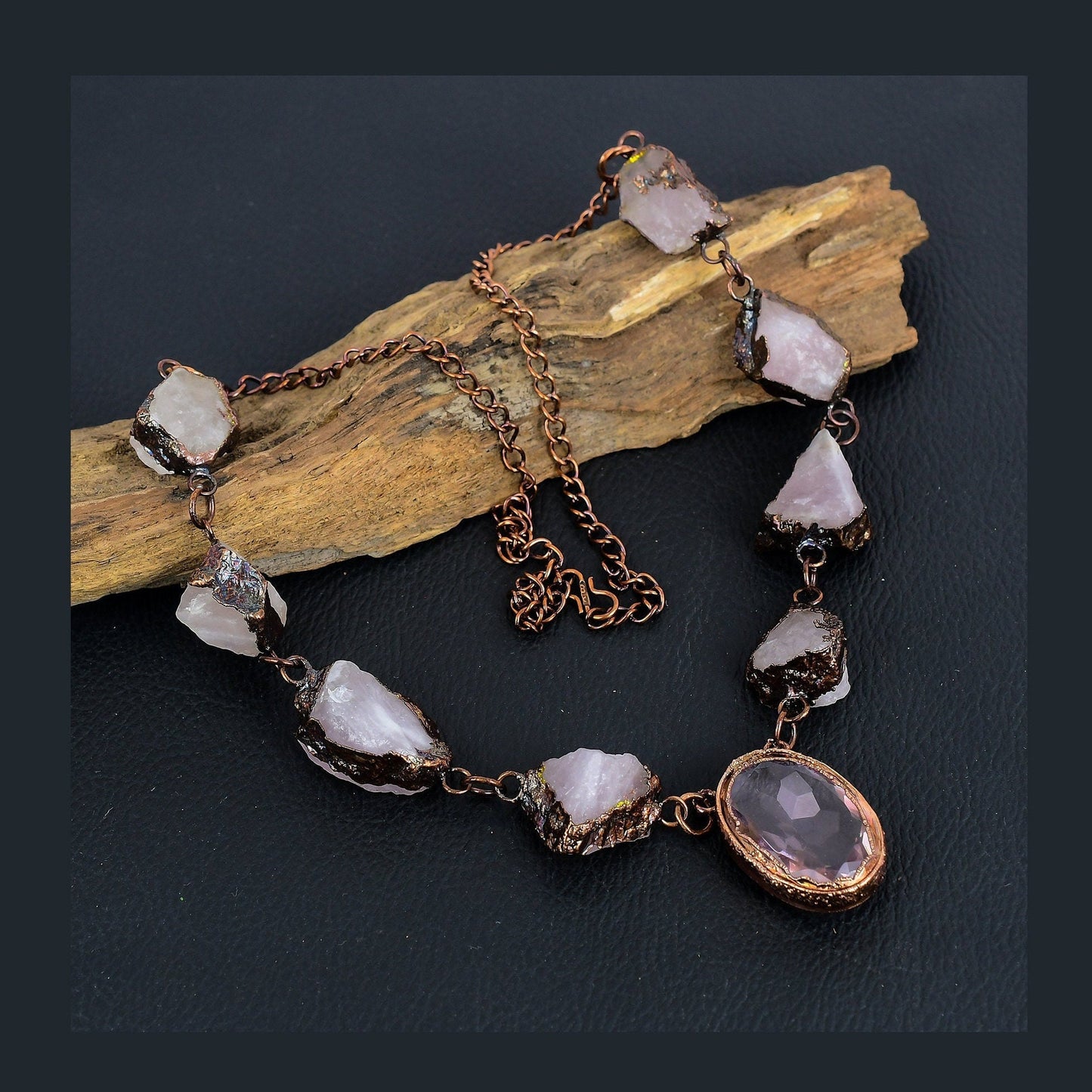 Pink Kunzite & Rose Quartz Gemstone Necklace