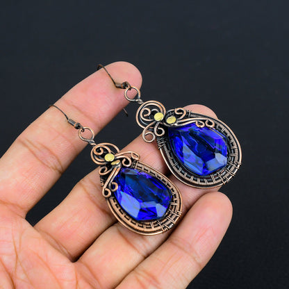 London Blue Topaz Gemstone Copper Earrings