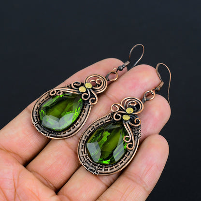 Green Peridot Gemstone Earrings