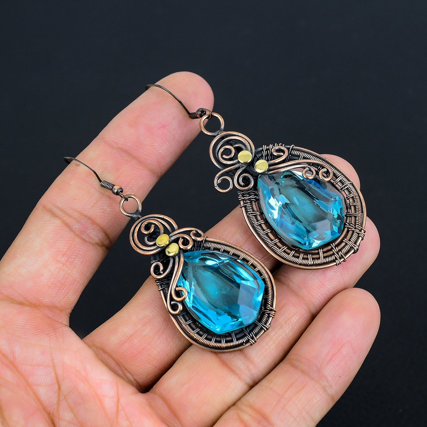 Blue Topaz Gemstone Earrings