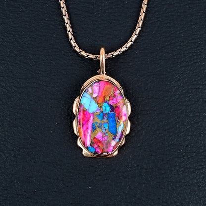 Turquoise Pink Gemstone Pendant