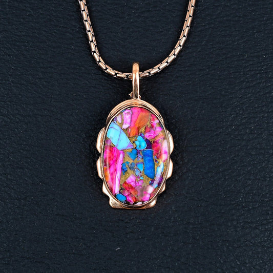 Turquoise Pink Gemstone Pendant