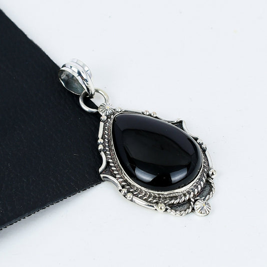 Black Onyx Sterling Silver Gemstone Pendant