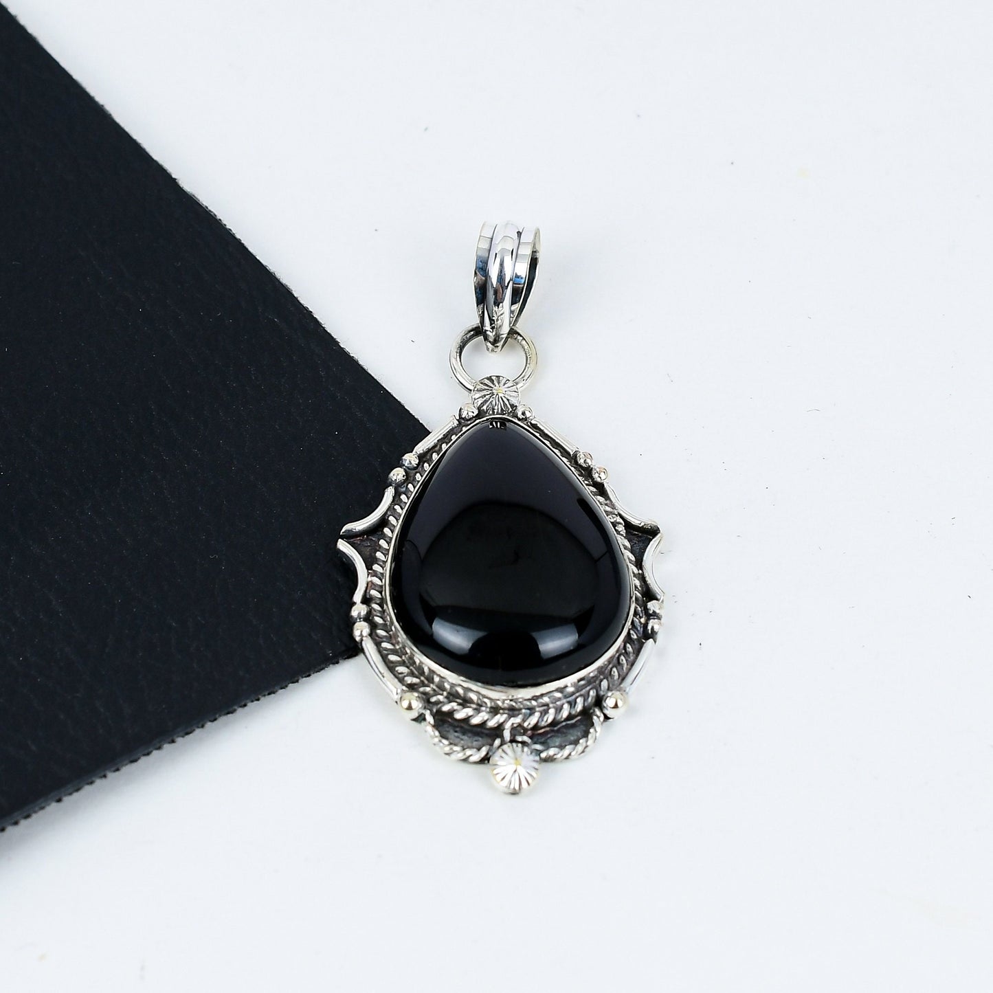 Black Onyx Sterling Silver Gemstone Pendant
