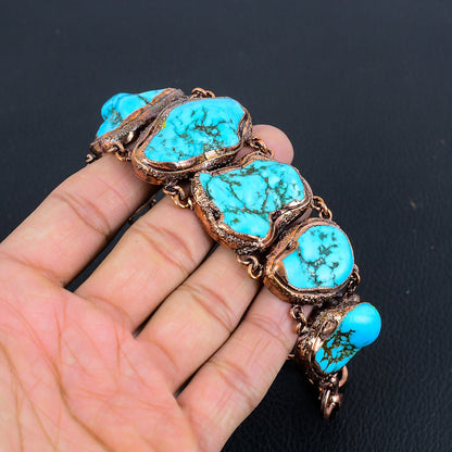 Turquoise Gemstone Adjustable Copper Bracelet