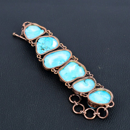 Turquoise Gemstone Adjustable Copper Bracelet