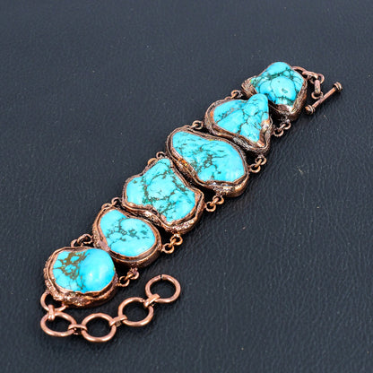 Turquoise Gemstone Adjustable Copper Bracelet