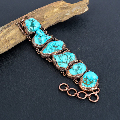 Turquoise Gemstone Adjustable Copper Bracelet