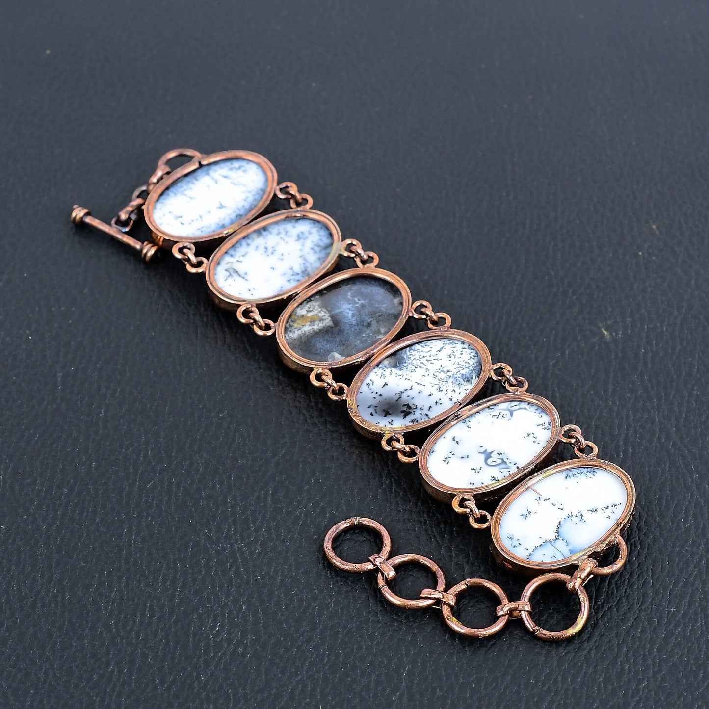 White Dendrite Opal Gemstone Bracelet