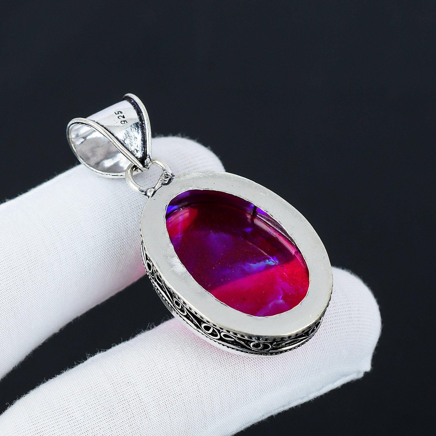 Pink Triplet Opal Gemstone Pendant