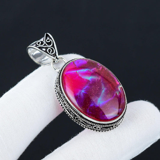 Pink Triplet Opal Gemstone Pendant