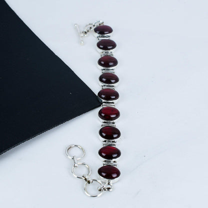 Red Flashy Labradorite Gemstone Bracelet