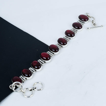 Red Flashy Labradorite Gemstone Bracelet