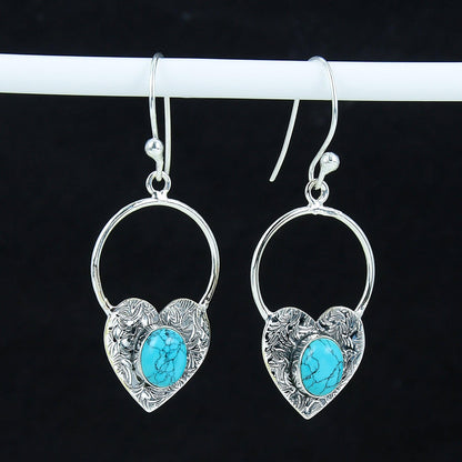Turquoise Heart Hoop Earrings