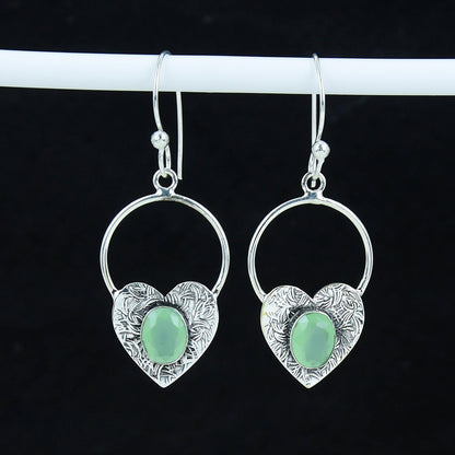 Green Onyx Gemstone Hoop Earrings