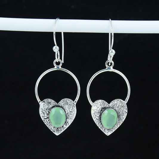 Green Onyx Gemstone Hoop Earrings