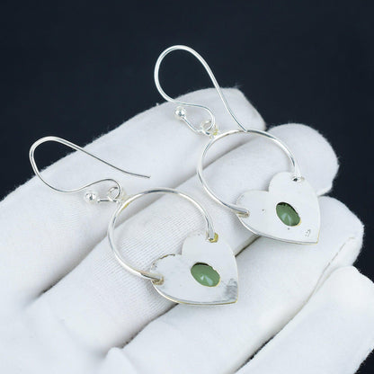 Green Onyx Gemstone Hoop Earrings