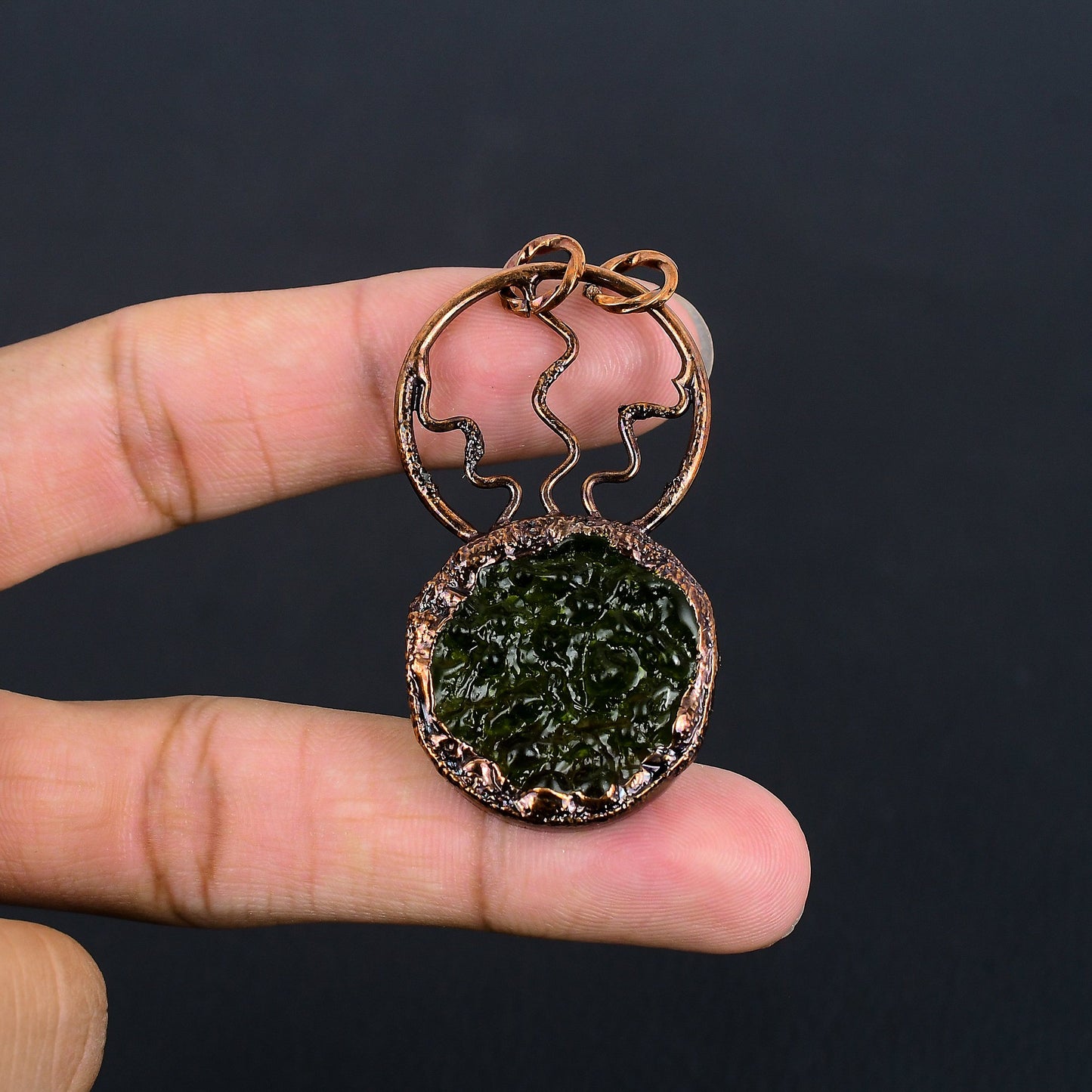 Green Moldavite Gemstone Pendant