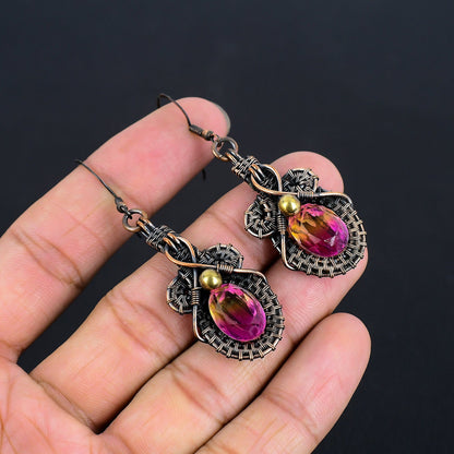 Bi-Color Tourmaline Gemstone Earrings