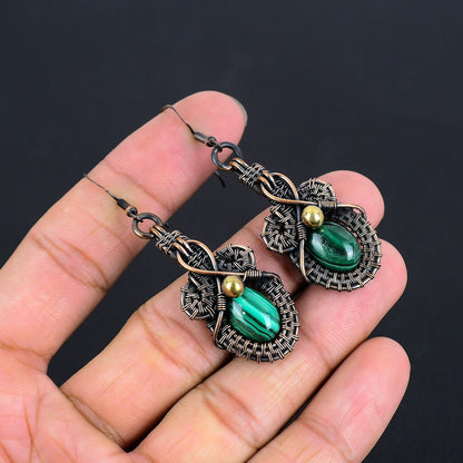 Green Malachite Gemstone Earrings