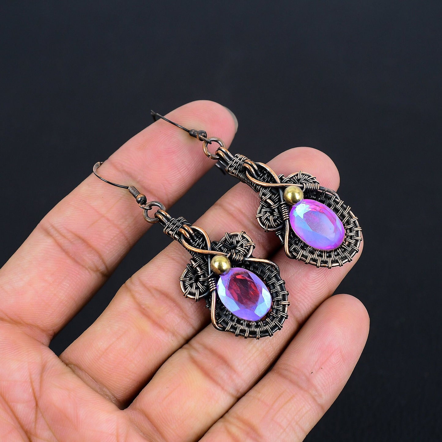 Rainbow Mystic Topaz Gemstone Earrings