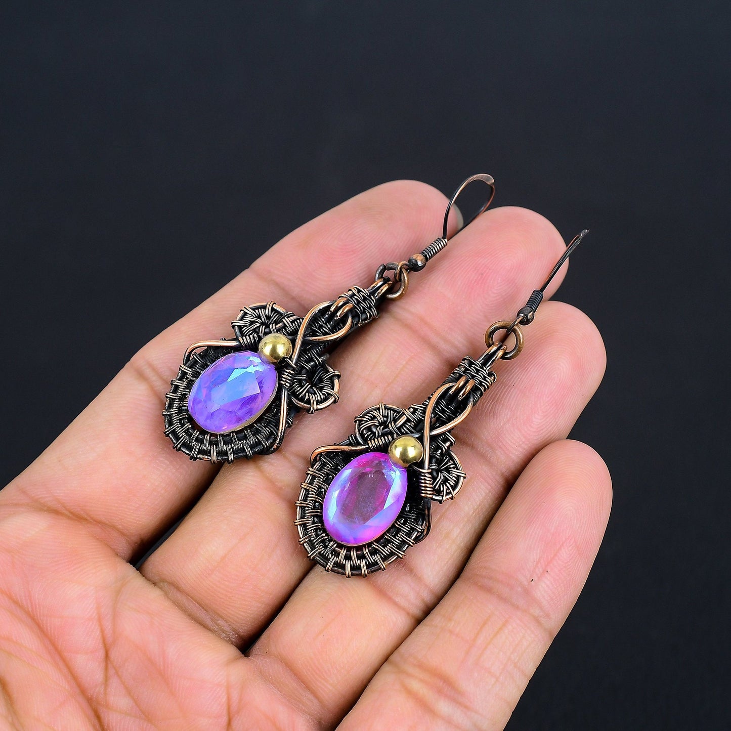 Rainbow Mystic Topaz Gemstone Earrings