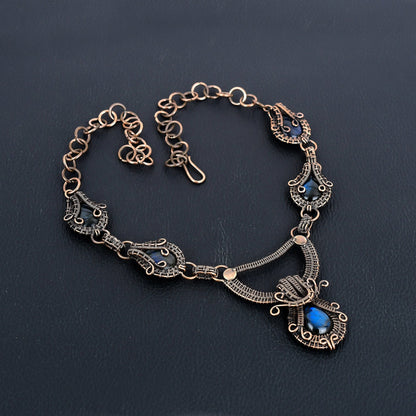Blue-Green Labradorite Gemstone Necklace