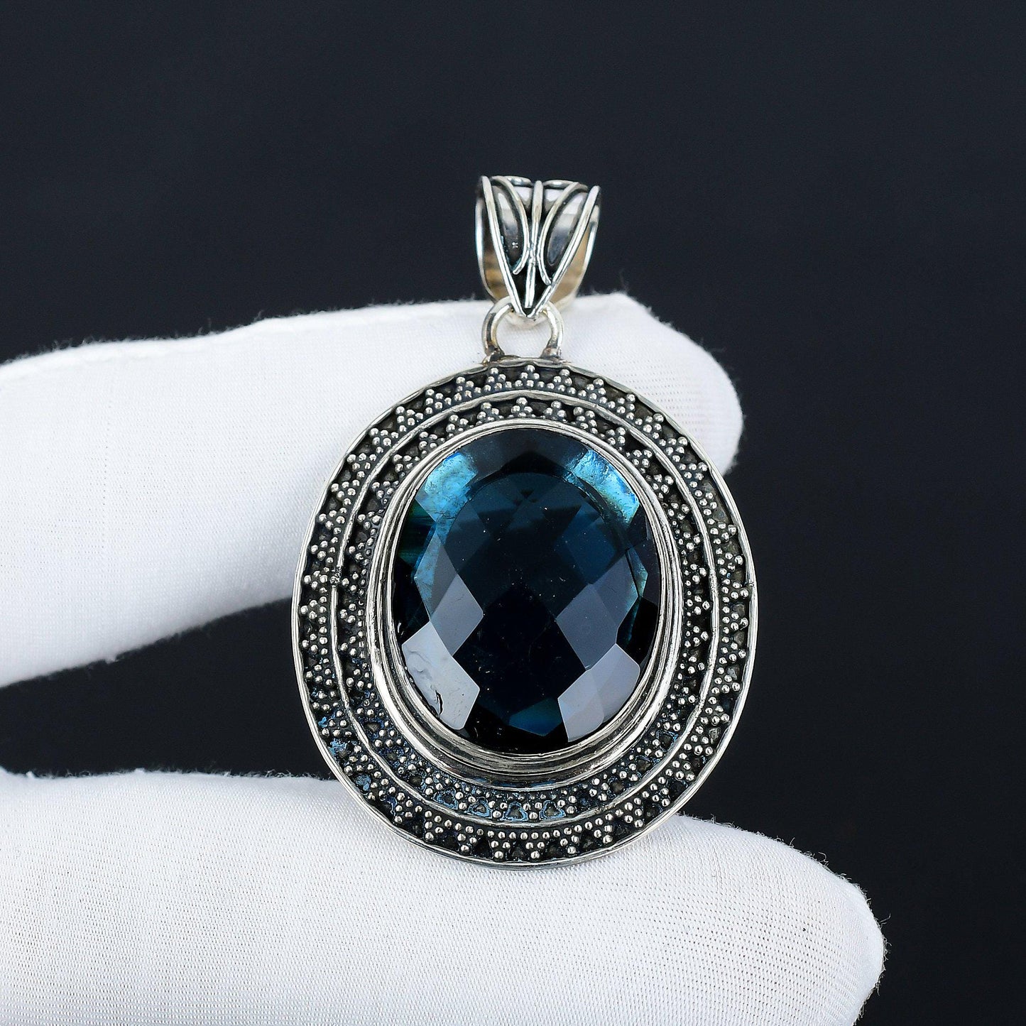 Blue Indicolite Gemstone Pendant